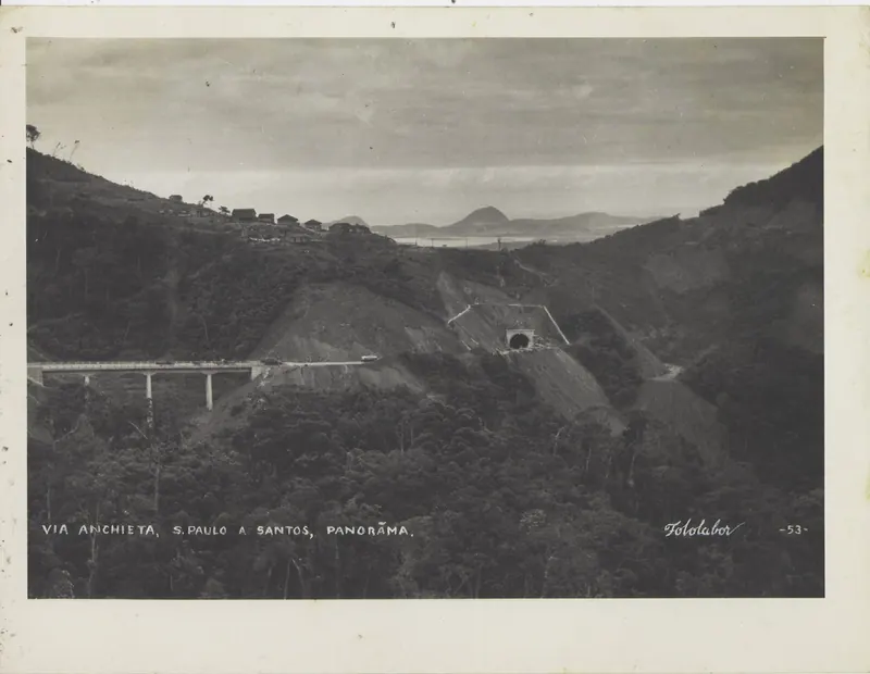 Panorama antigo da Via Anchieta na serra